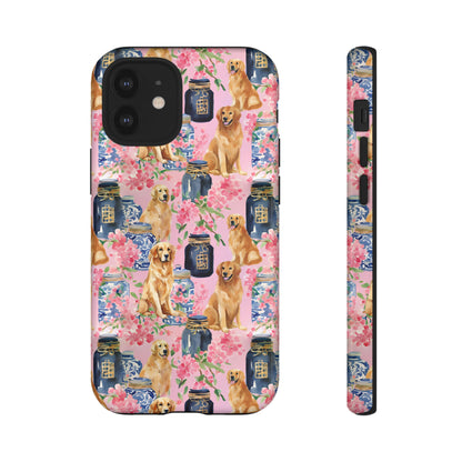 Preppy Watercolor Golden Retriever Phone Case