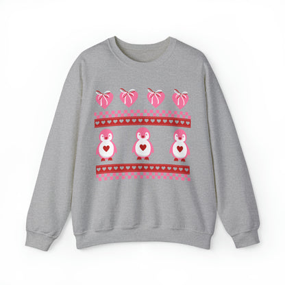 Vintage Valentines Penguin Heart Sweatshirt