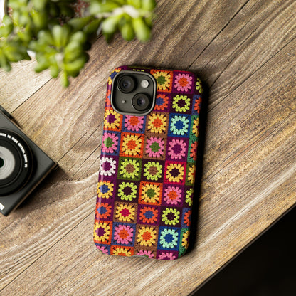 Rainbow Crochet Blanket Granny Sqaure Phone Case