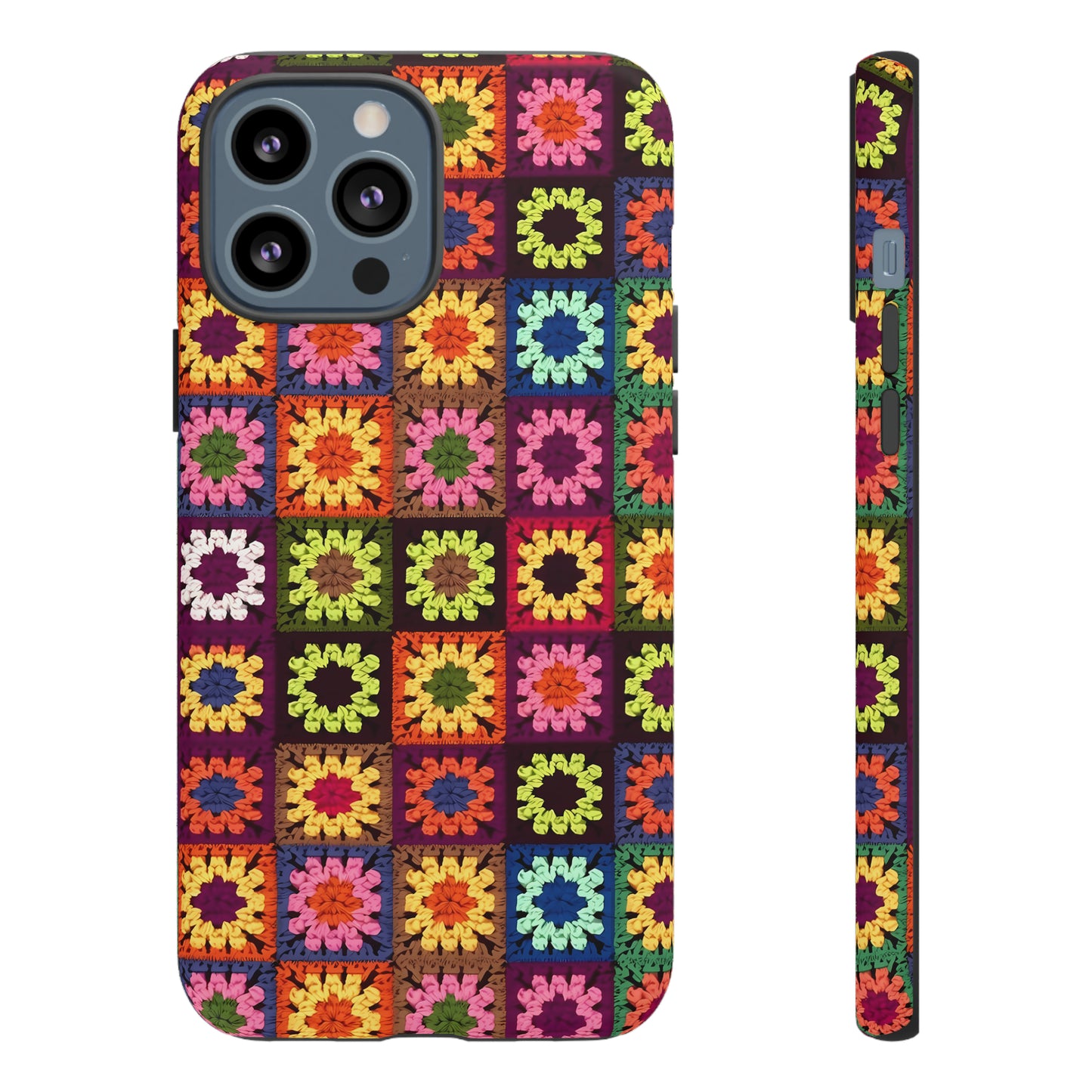 Rainbow Crochet Blanket Granny Sqaure Phone Case