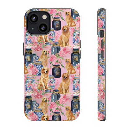 Preppy Watercolor Golden Retriever Phone Case