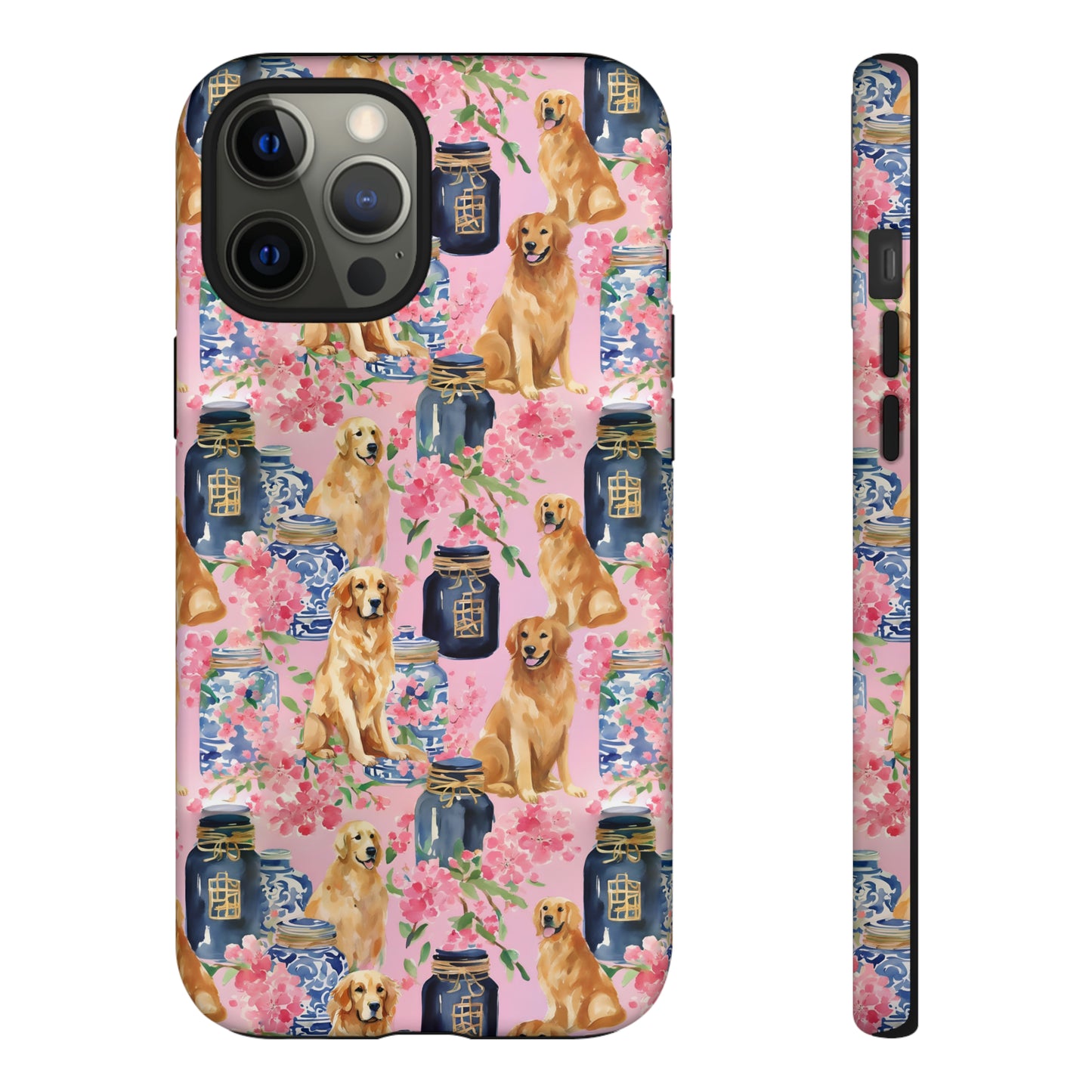 Preppy Watercolor Golden Retriever Phone Case