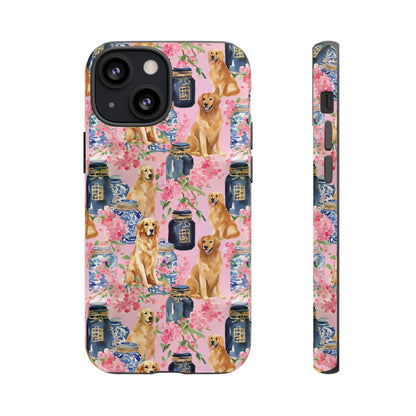 Preppy Watercolor Golden Retriever Phone Case