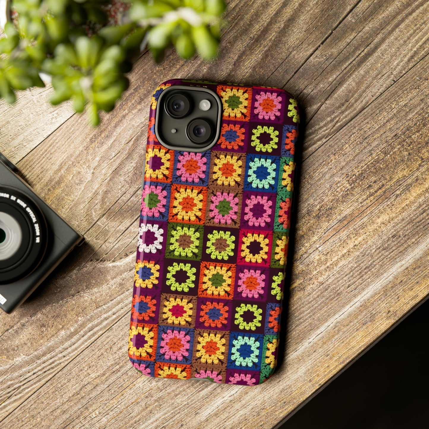 Rainbow Crochet Blanket Granny Sqaure Phone Case