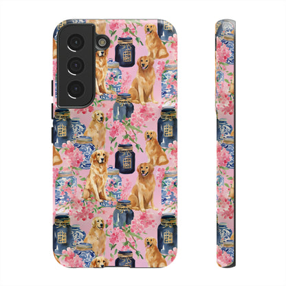 Preppy Watercolor Golden Retriever Phone Case