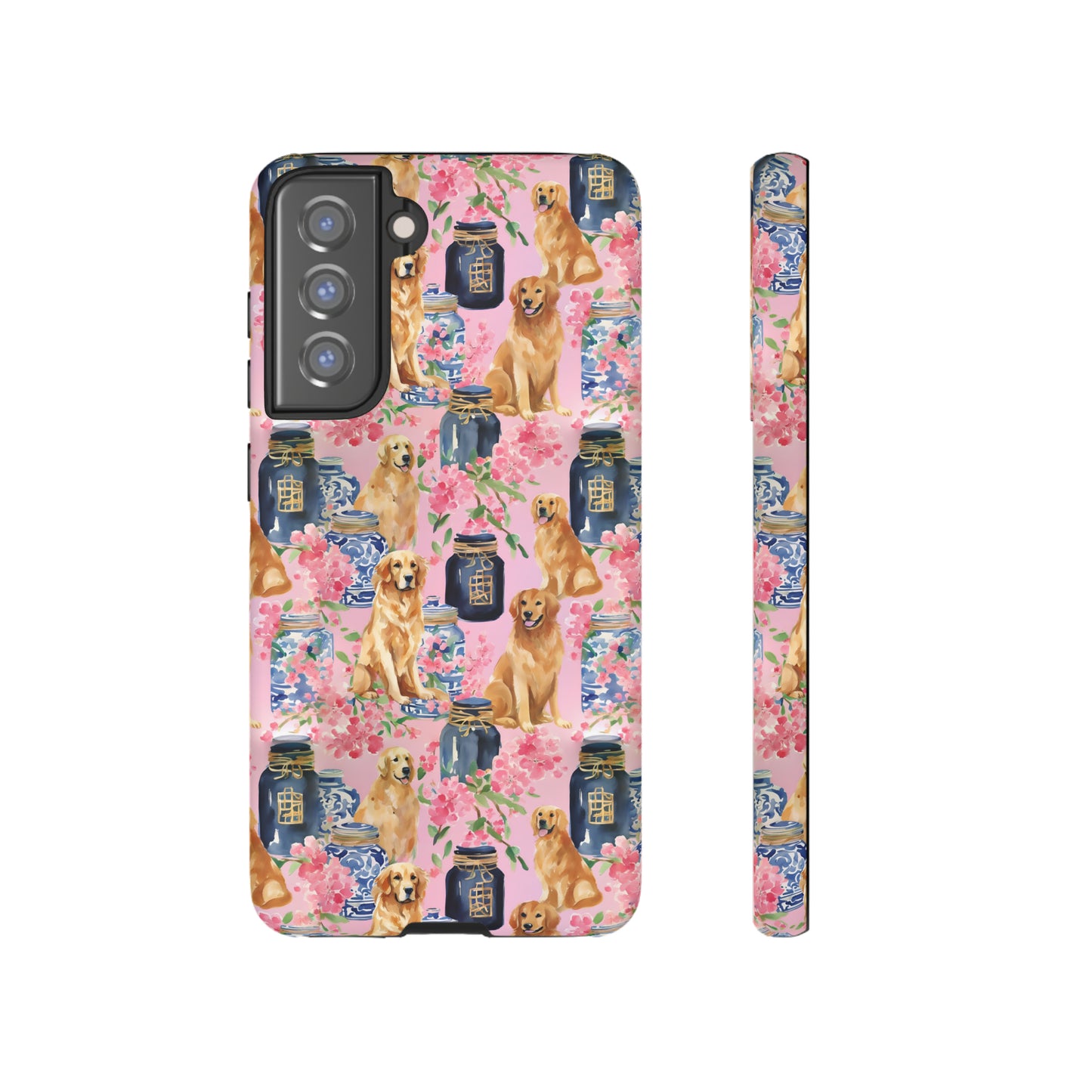 Preppy Watercolor Golden Retriever Phone Case