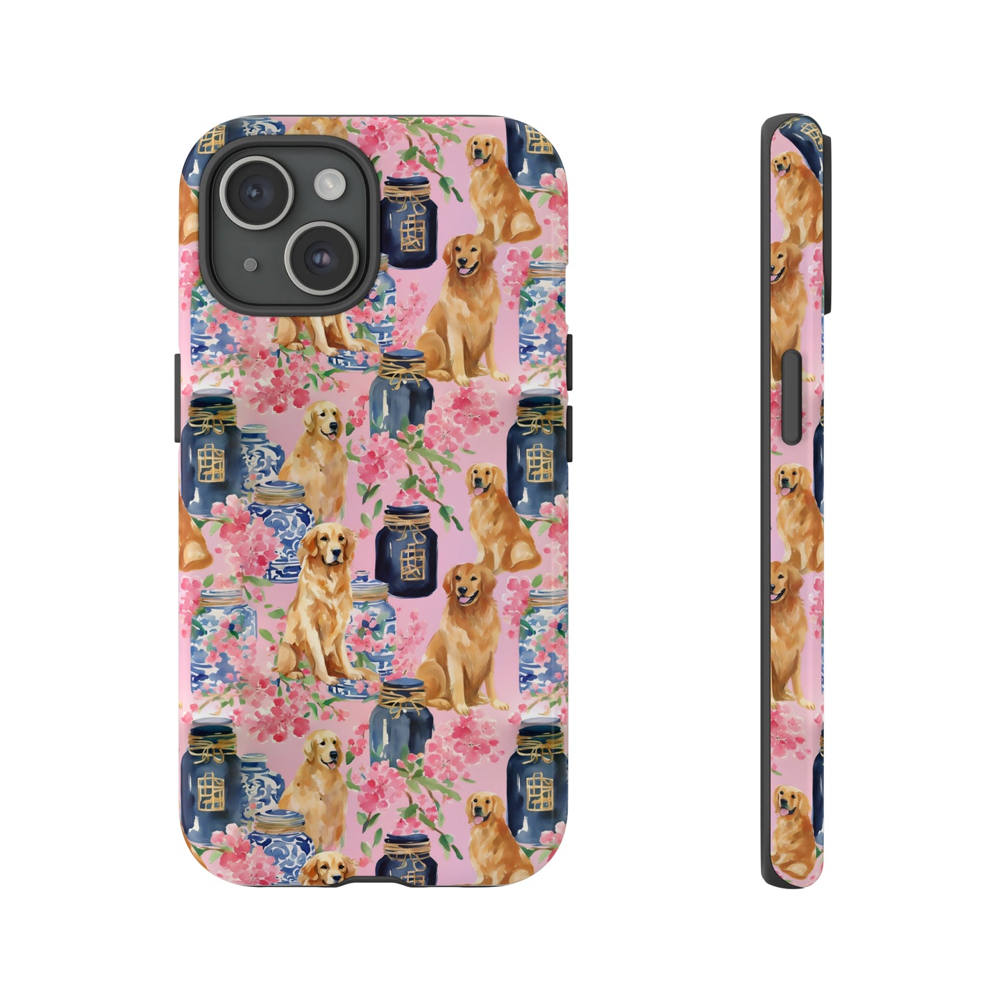 Preppy Watercolor Golden Retriever Phone Case