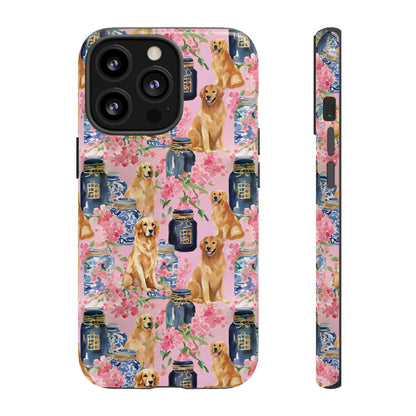 Preppy Watercolor Golden Retriever Phone Case