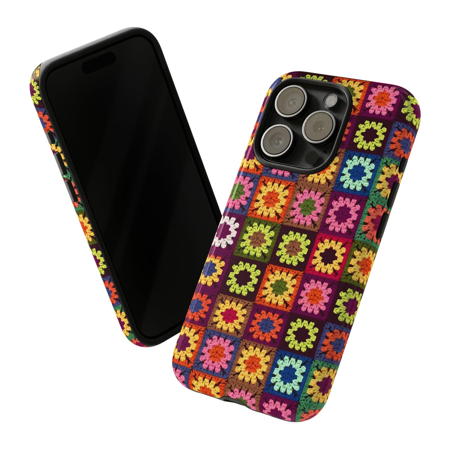 Rainbow Crochet Blanket Granny Sqaure Phone Case