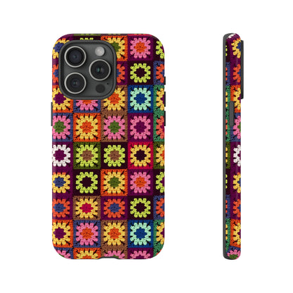 Rainbow Crochet Blanket Granny Sqaure Phone Case