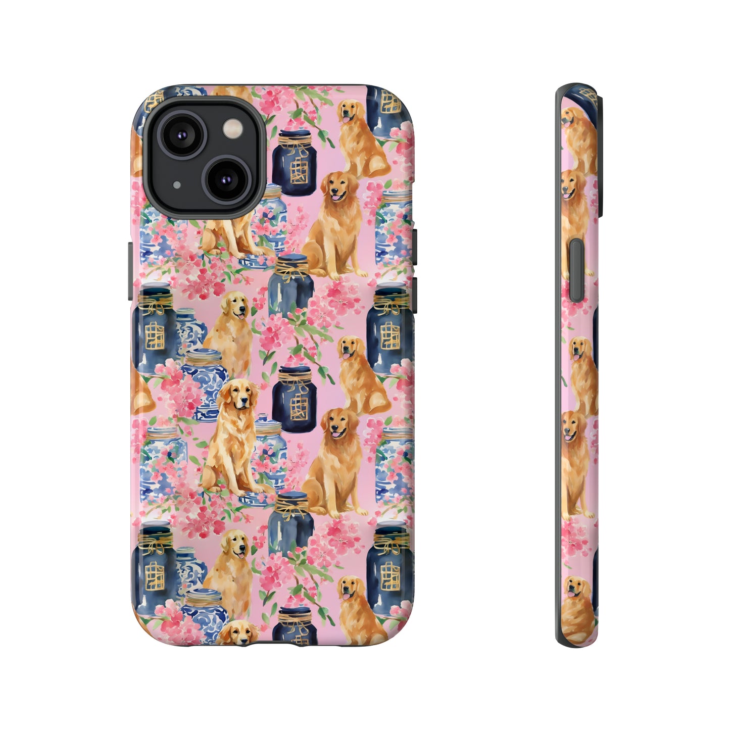 Preppy Watercolor Golden Retriever Phone Case