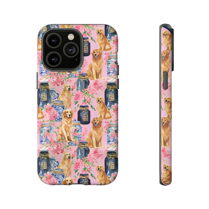 Preppy Watercolor Golden Retriever Phone Case