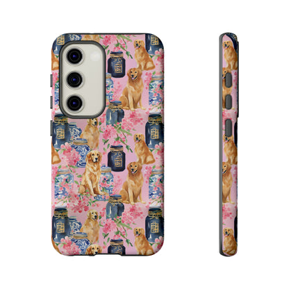 Preppy Watercolor Golden Retriever Phone Case