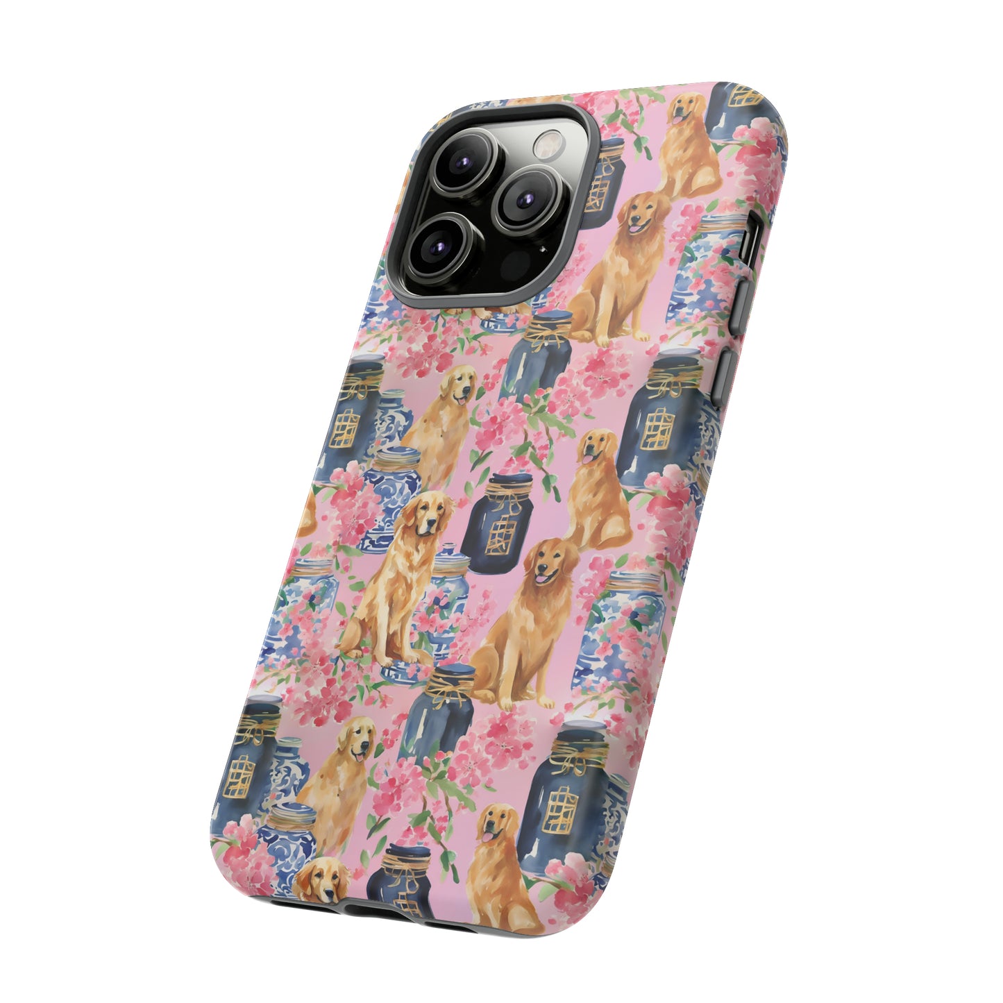 Preppy Watercolor Golden Retriever Phone Case