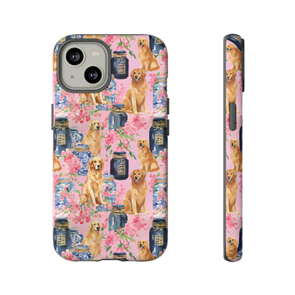 Preppy Watercolor Golden Retriever Phone Case