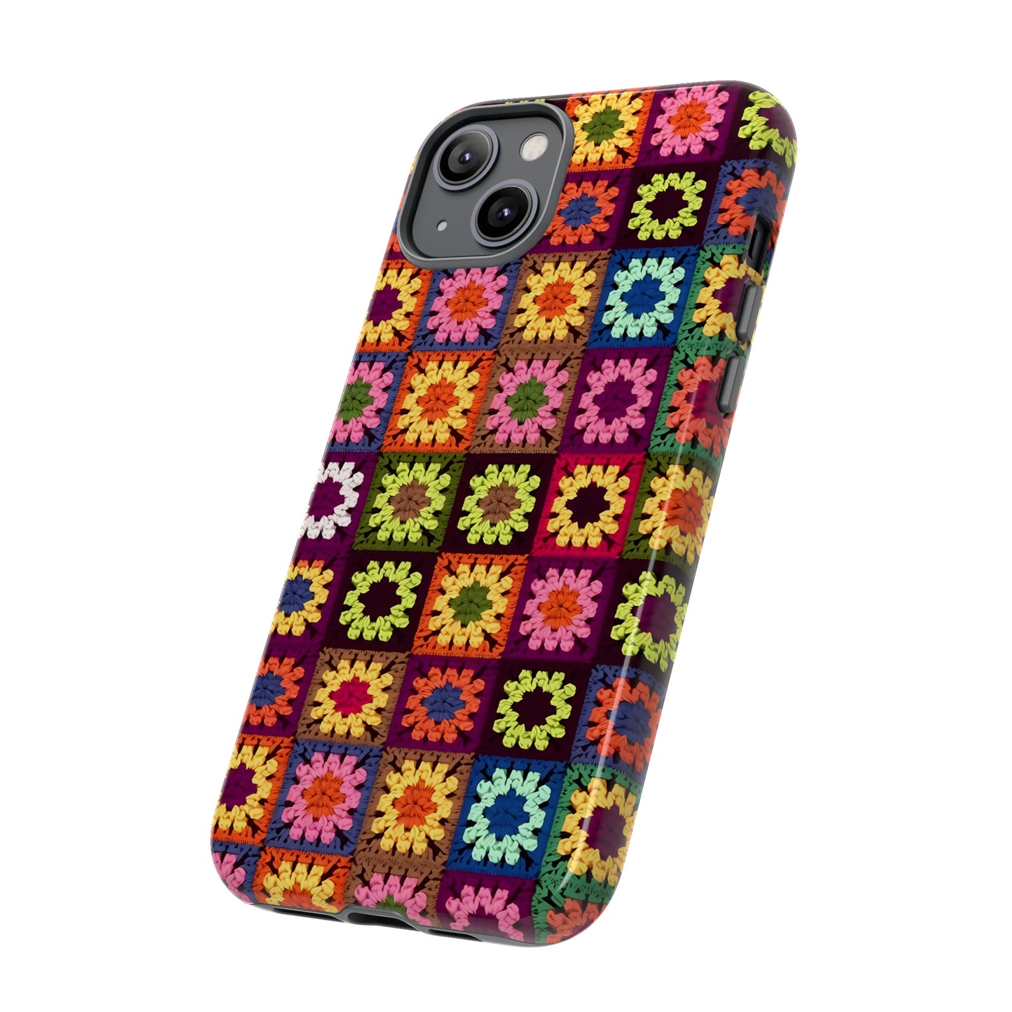 Rainbow Crochet Blanket Granny Sqaure Phone Case