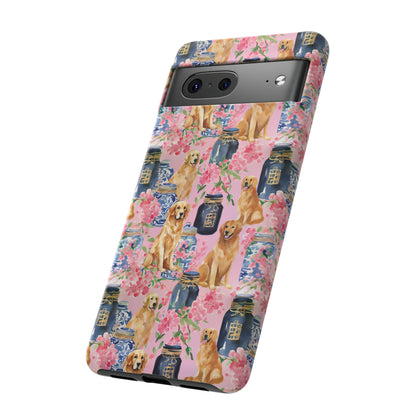 Preppy Watercolor Golden Retriever Phone Case