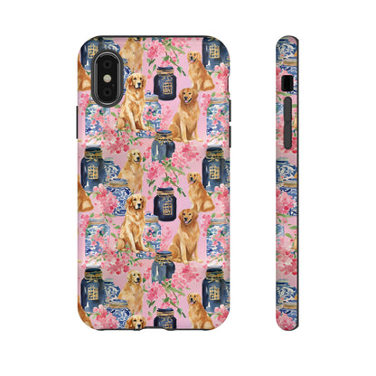 Preppy Watercolor Golden Retriever Phone Case