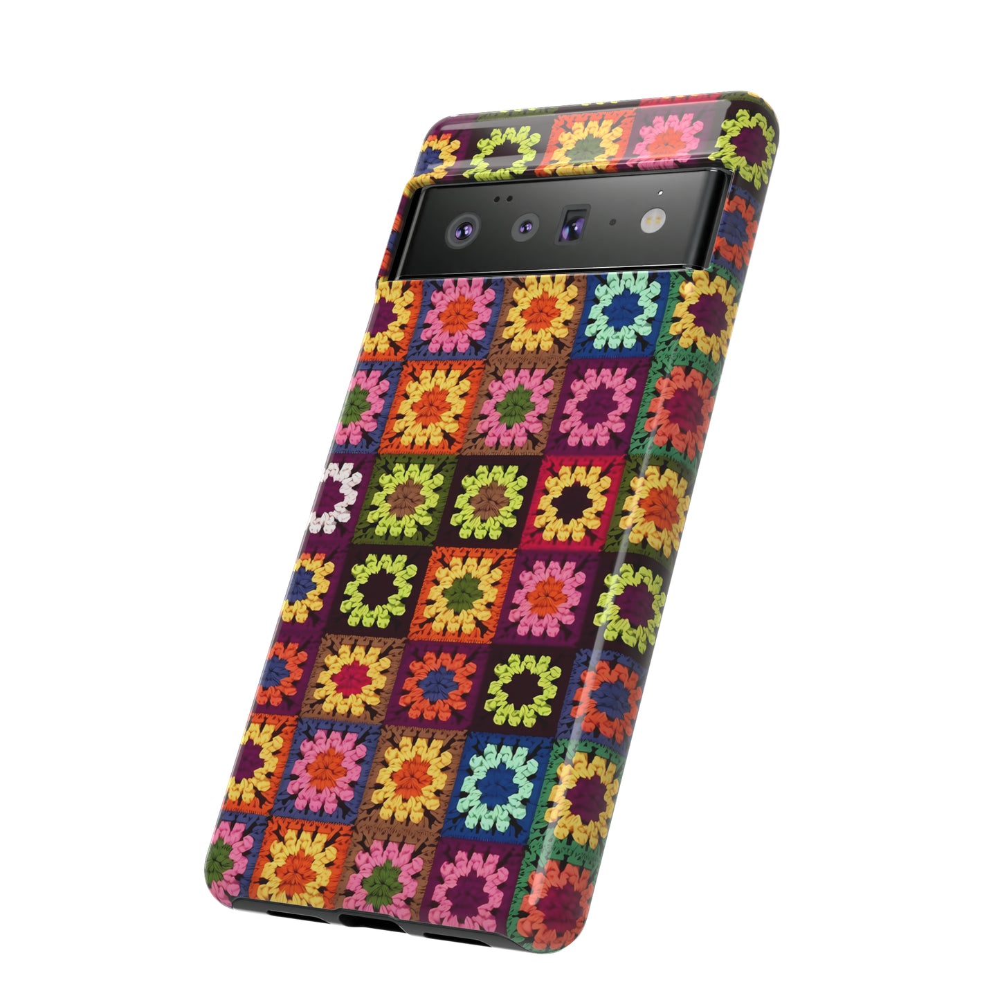 Rainbow Crochet Blanket Granny Sqaure Phone Case