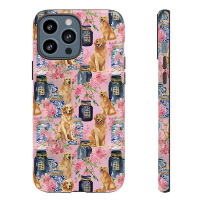 Preppy Watercolor Golden Retriever Phone Case