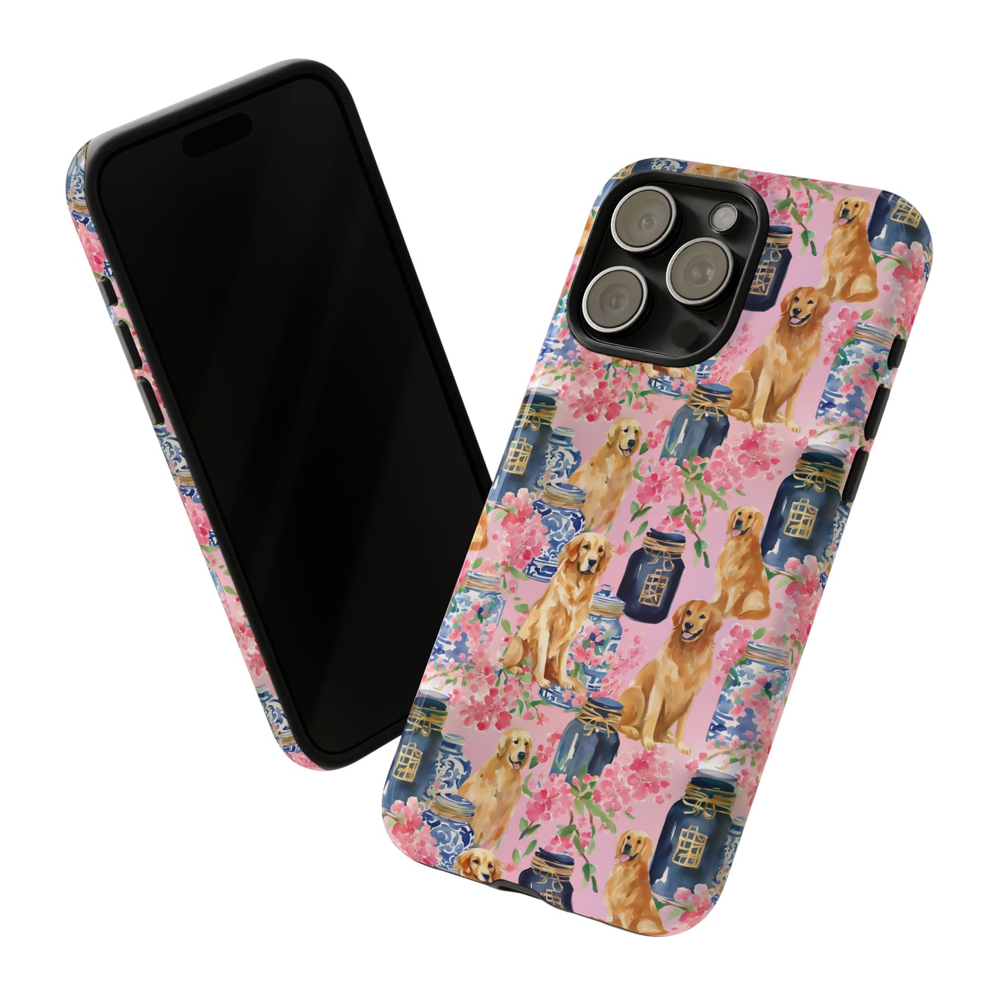 Preppy Watercolor Golden Retriever Phone Case