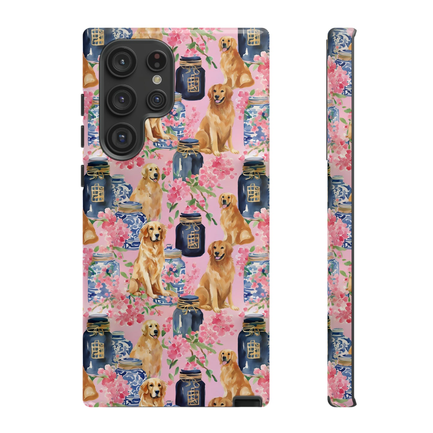 Preppy Watercolor Golden Retriever Phone Case