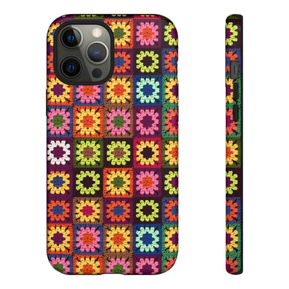 Rainbow Crochet Blanket Granny Sqaure Phone Case