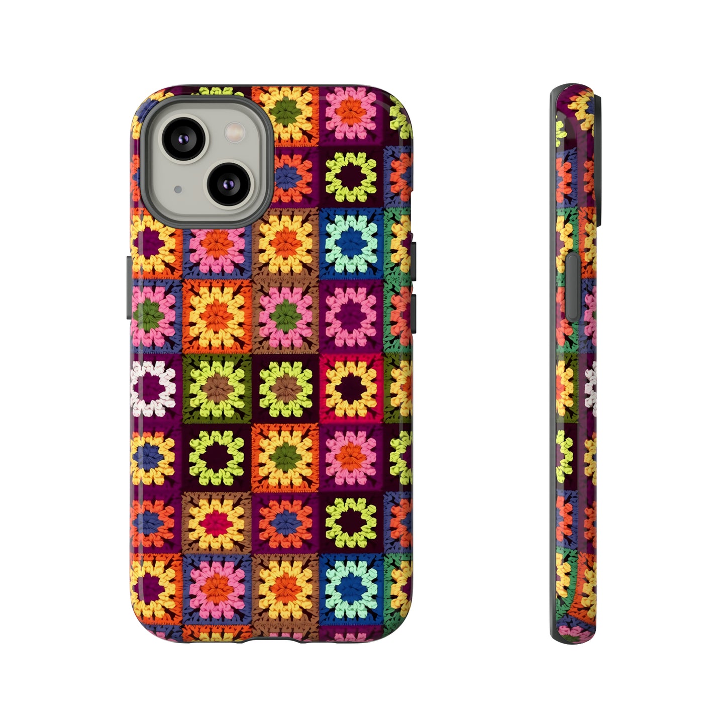 Rainbow Crochet Blanket Granny Sqaure Phone Case