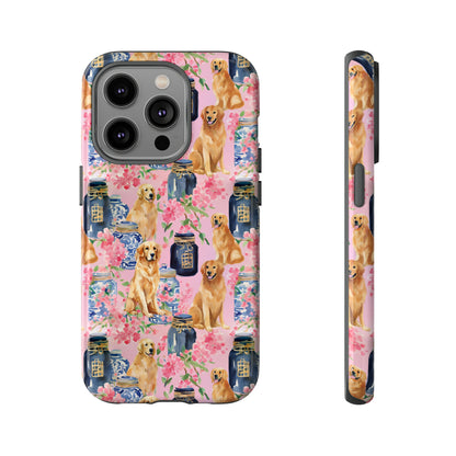 Preppy Watercolor Golden Retriever Phone Case