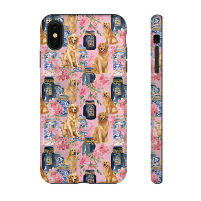 Preppy Watercolor Golden Retriever Phone Case