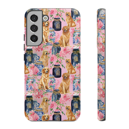 Preppy Watercolor Golden Retriever Phone Case