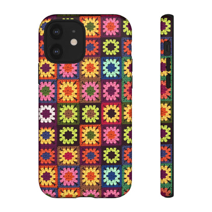 Rainbow Crochet Blanket Granny Sqaure Phone Case