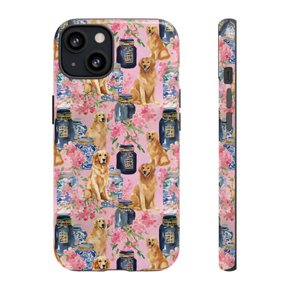 Preppy Watercolor Golden Retriever Phone Case