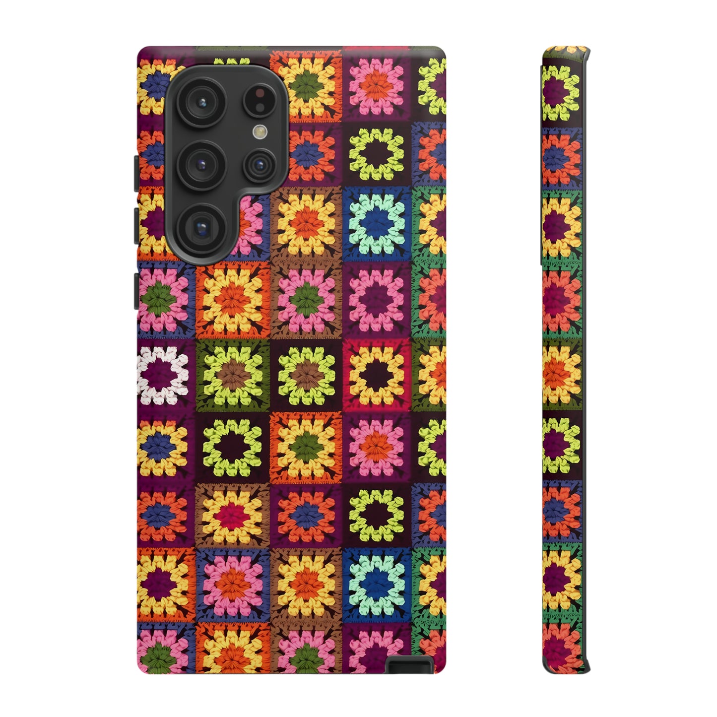 Rainbow Crochet Blanket Granny Sqaure Phone Case