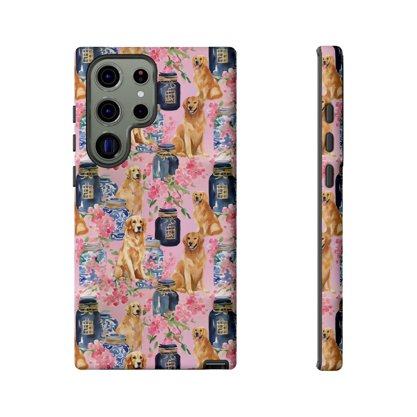 Preppy Watercolor Golden Retriever Phone Case