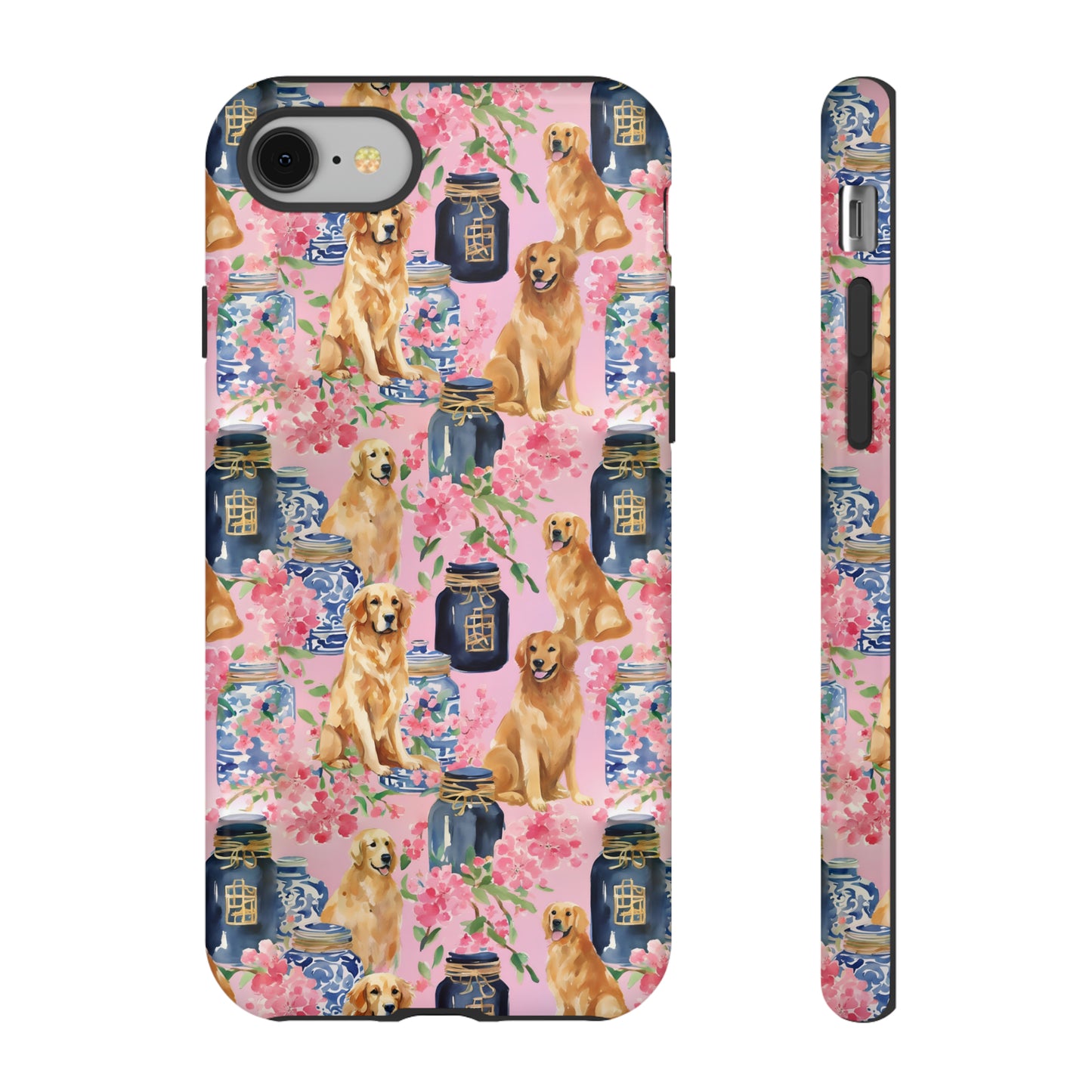 Preppy Watercolor Golden Retriever Phone Case