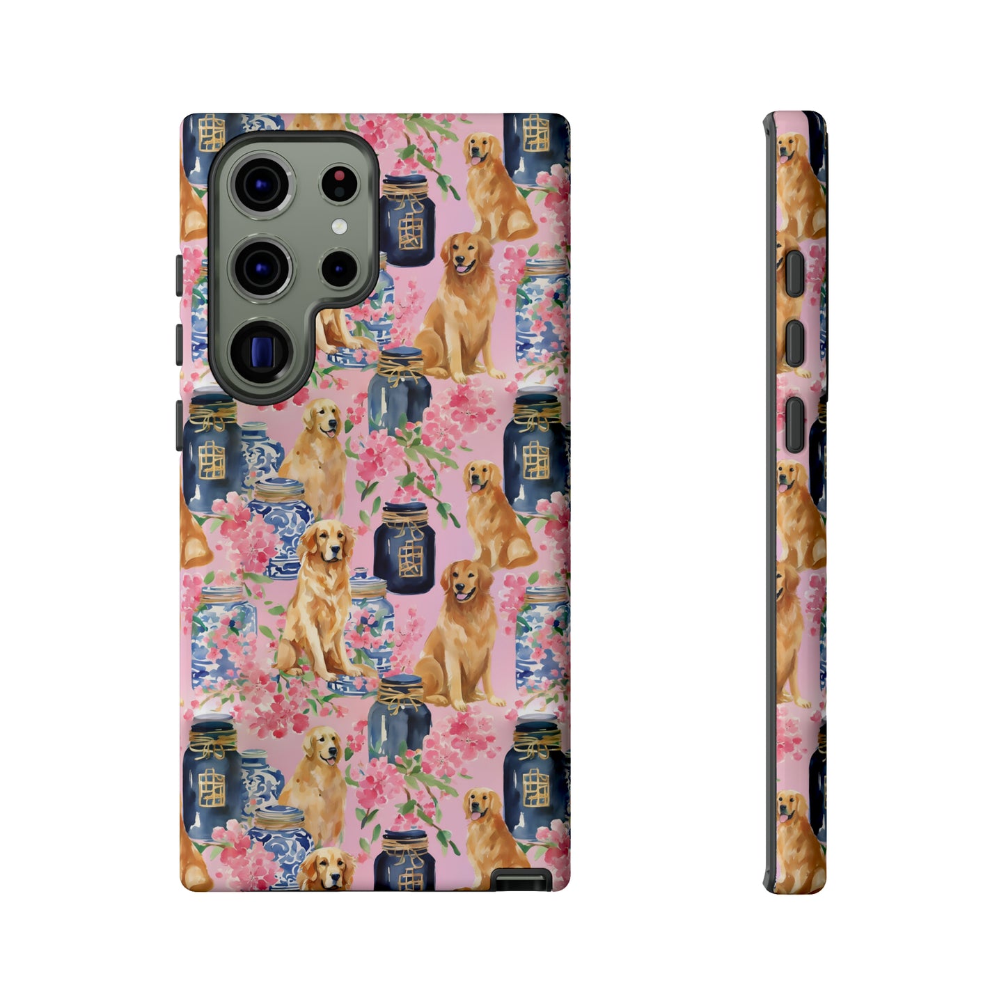 Preppy Watercolor Golden Retriever Phone Case