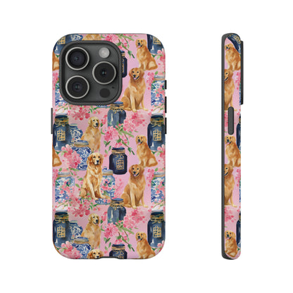 Preppy Watercolor Golden Retriever Phone Case