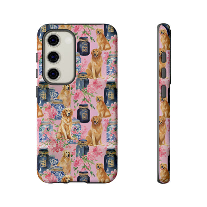 Preppy Watercolor Golden Retriever Phone Case