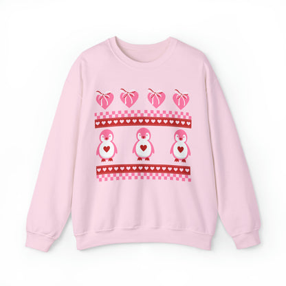 Vintage Valentines Penguin Heart Sweatshirt