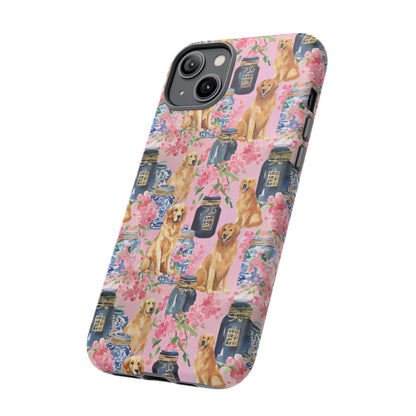 Preppy Watercolor Golden Retriever Phone Case