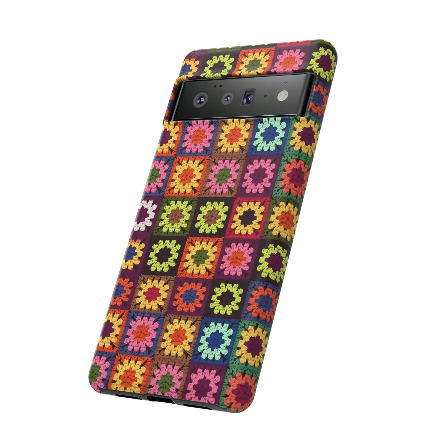 Rainbow Crochet Blanket Granny Sqaure Phone Case