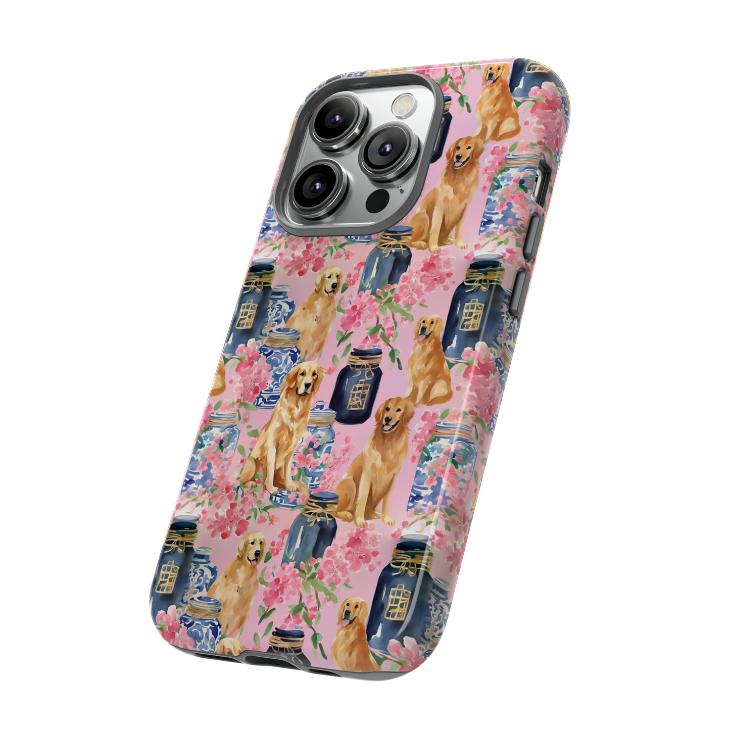 Preppy Watercolor Golden Retriever Phone Case