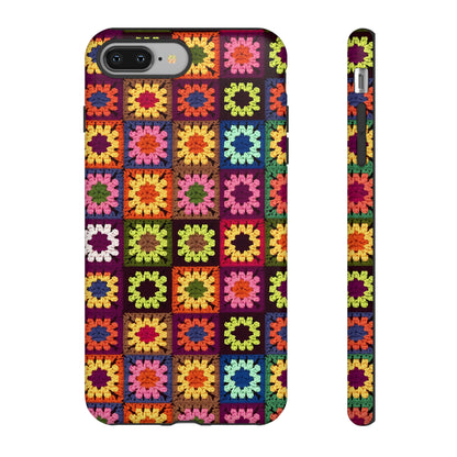 Rainbow Crochet Blanket Granny Sqaure Phone Case