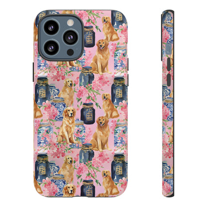 Preppy Watercolor Golden Retriever Phone Case