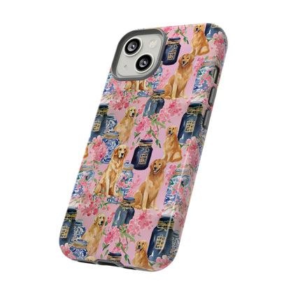 Preppy Watercolor Golden Retriever Phone Case