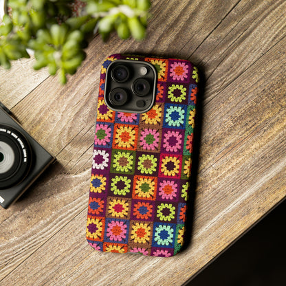 Rainbow Crochet Blanket Granny Sqaure Phone Case