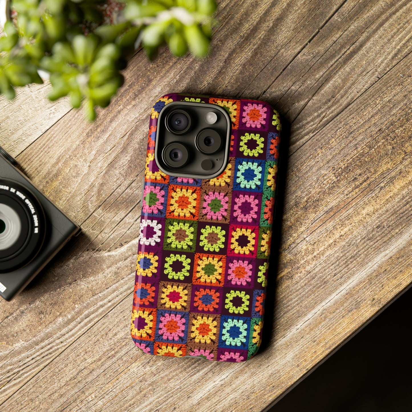 Rainbow Crochet Blanket Granny Sqaure Phone Case