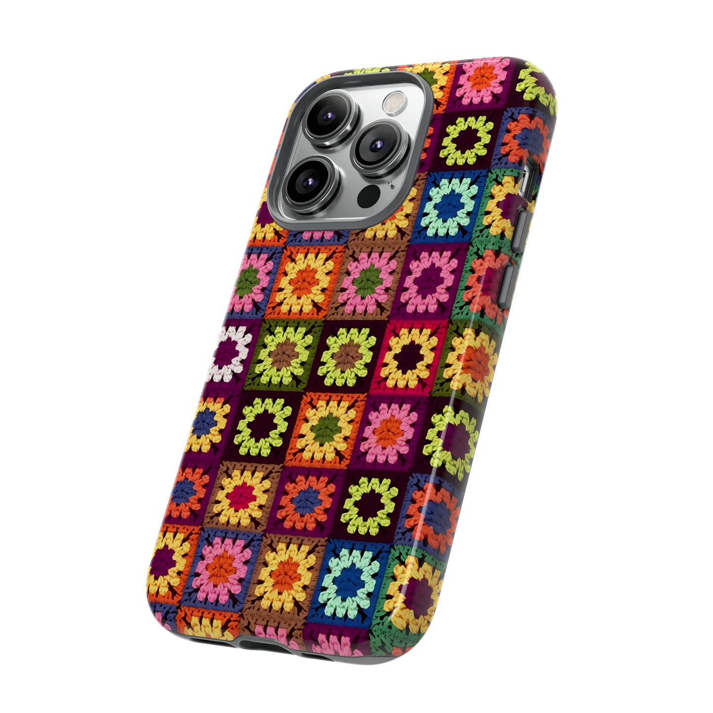 Rainbow Crochet Blanket Granny Sqaure Phone Case