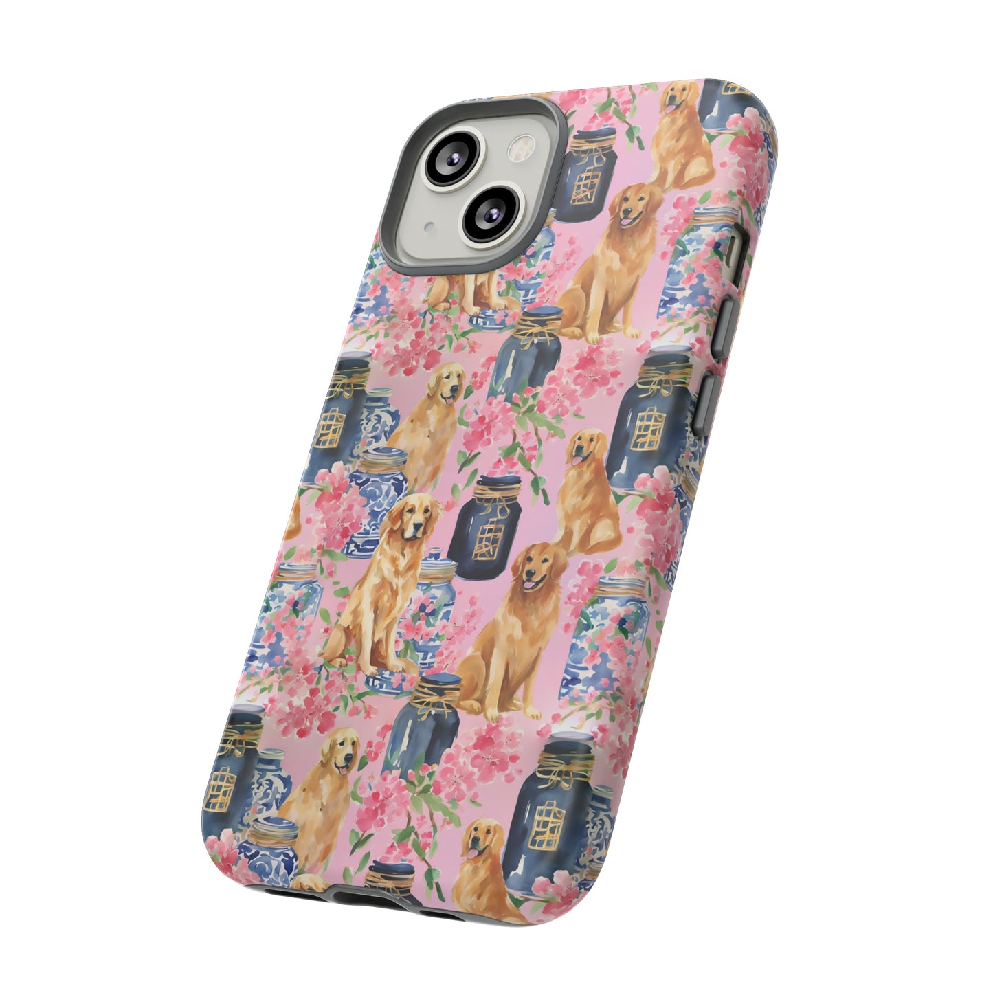 Preppy Watercolor Golden Retriever Phone Case